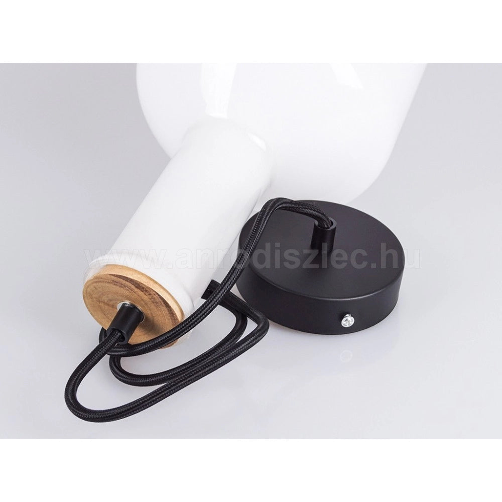 Trade Shop - Lampadario Pendente Lampada A Sospensione In Legno E Vetro Chiaro Moderno 7177 -