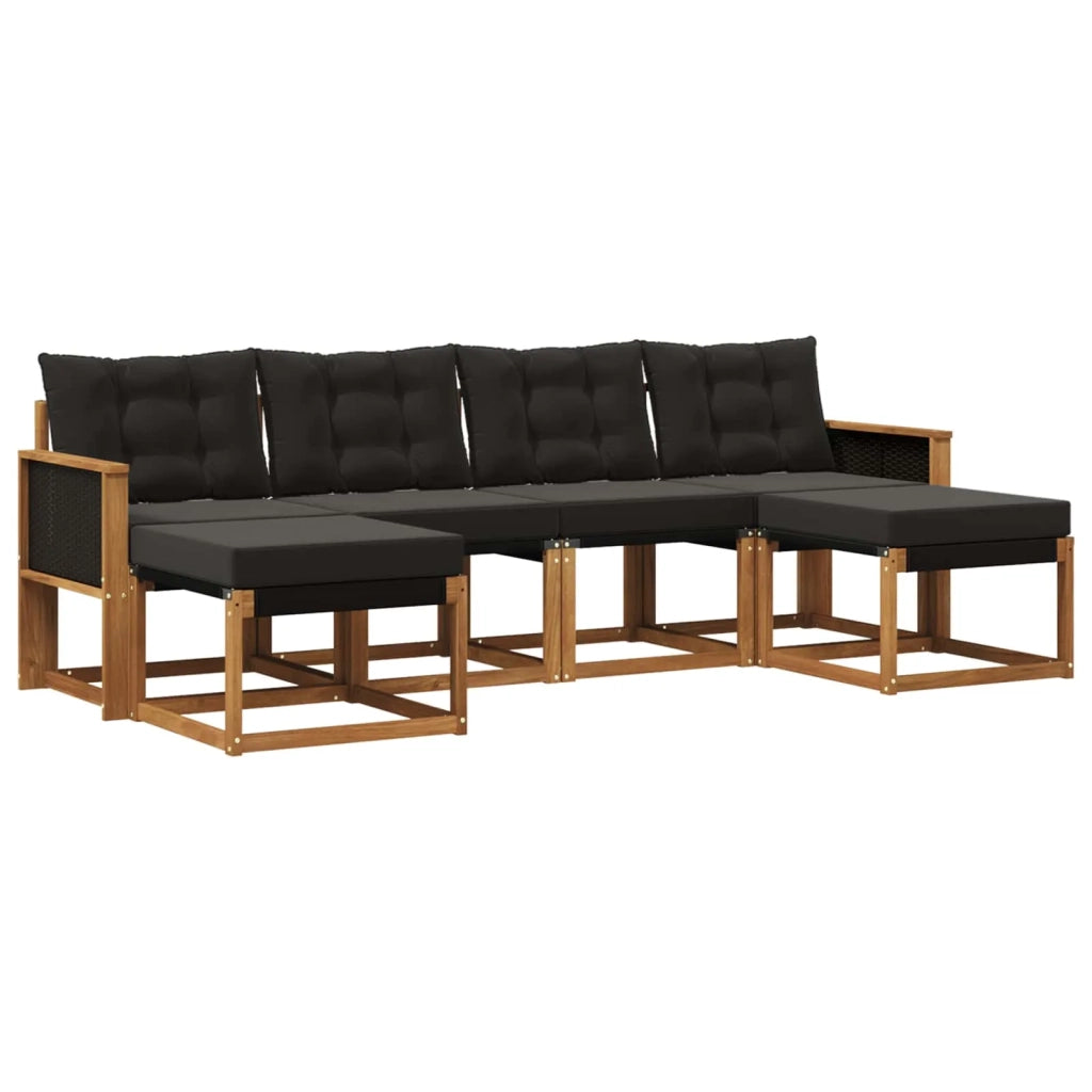 Set di divani da esterno 6 pz Naturale e Nero 3382120