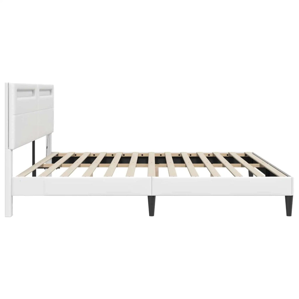 Struttura del letto con testiera Bianco 200 x 200 cm Similpelle 42028035
