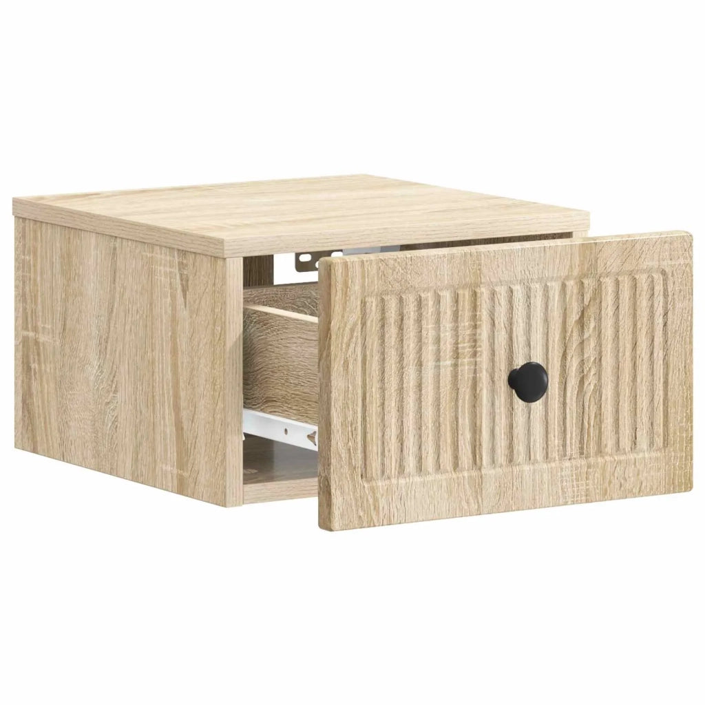 Comodino | Armadio da Notte | Mobiletto da notte a muro Rovere Sonoma 33 x 34,5 x 20 cm
