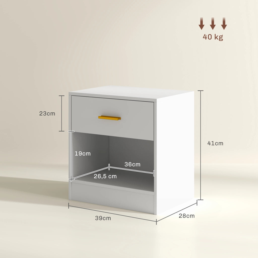 Comodino ¨C zephmum ¨C Bianco 39x28x41 cm