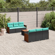 Set Divani da Giardino 7 pz con Cuscini Nero in Polyrattan 3227471