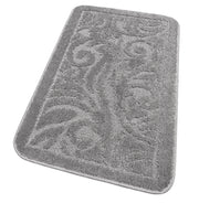 Tappeto Bagno Damascato Scendiletto Camera 50x80 Cm Morbido Assorbente Antiscivolo Grigio
