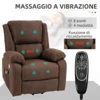 Poltrona Alzapersona Reclinabile con Poggiapiedi, in Tessuto Effetto Lino, 87x92x105 cm, Caffè
