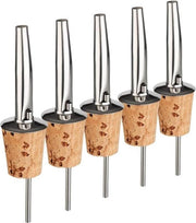 Set di 5 bocchelli per versare liquori e spiriti con tappo - incl. tubi di ventilazione - dosaggio perfetto - inodore e insapore - collo bottiglia 17-21 mm