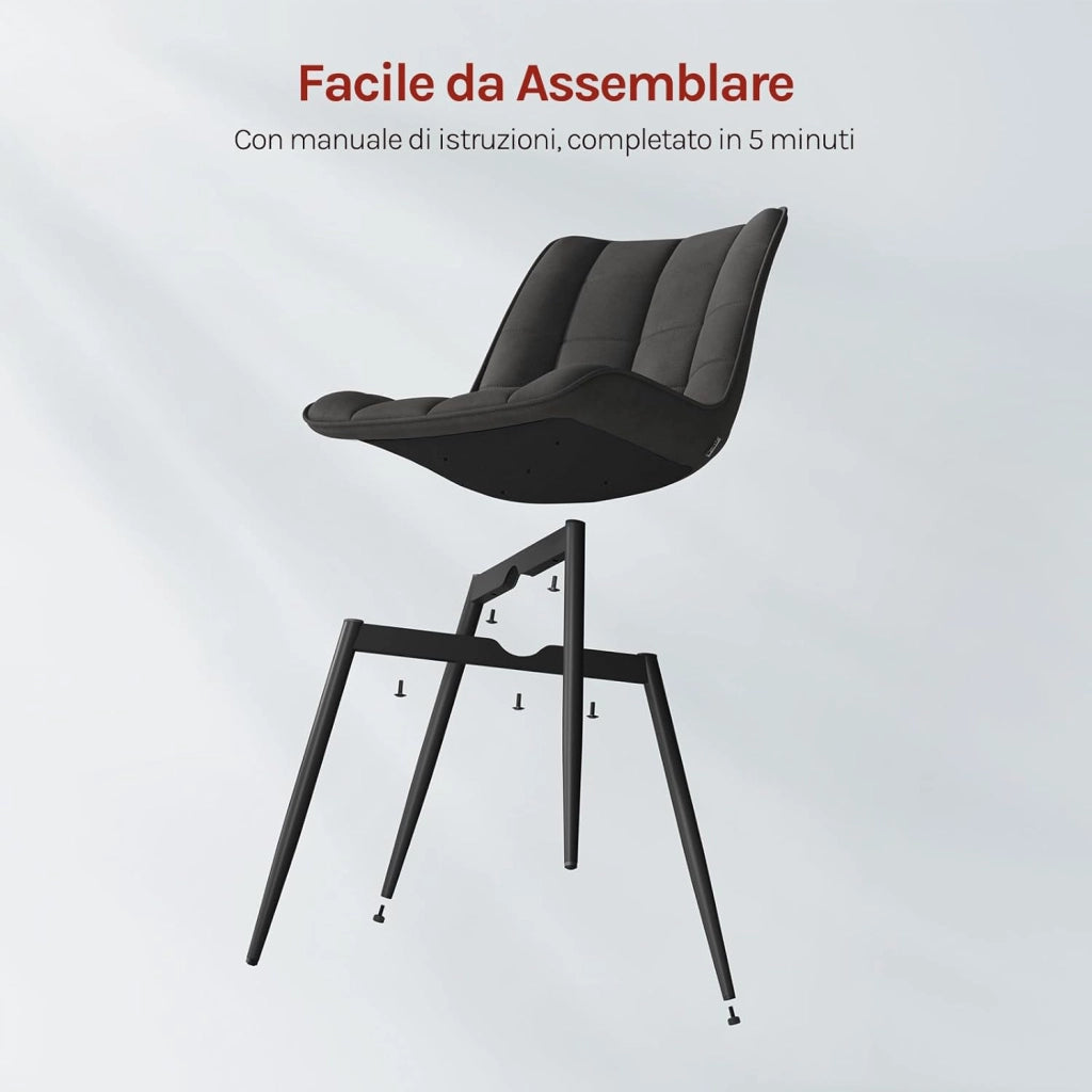 Sedie da Pranzo con Schienale senza Braccioli Sgabello in Tessuto per Cucina Antracite BH247an-2