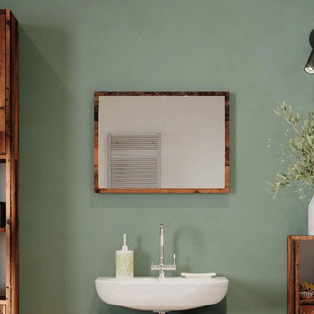 Specchio bagno Kiko, Rovere rustico, 45 x 60 cm, per montaggio a parete, abbinabile ai mobili da bagno Kiko