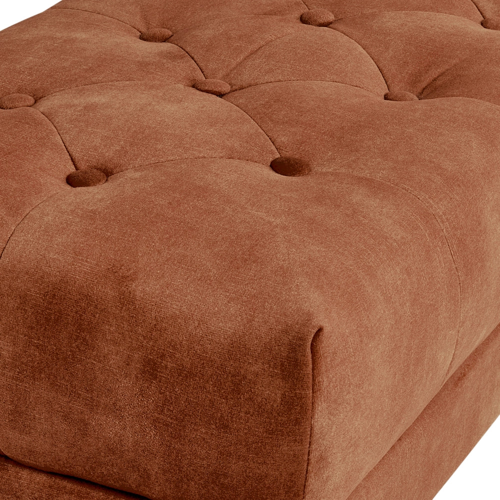 Panca Rosso Tessuto imbottito Velluto Accento di metallo Gambe d'oro Panca da letto Sgabello