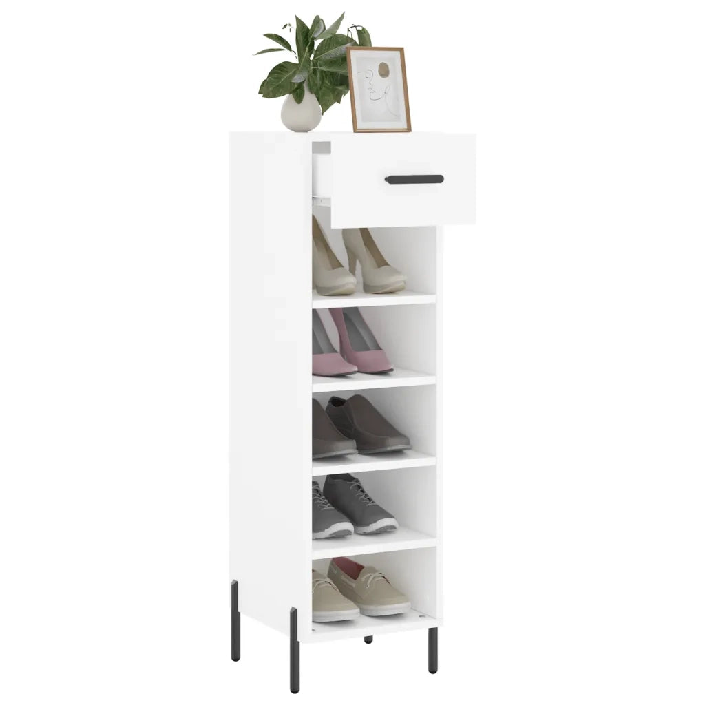 Scarpiera Bianca 30x35x105 cm in Legno Multistrato 829684