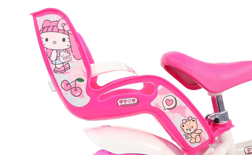 HELLO KITTY 12", bicicletta per bambini, adatta a bambini tra i 3 e i 5 anni, per altezza tra 85 e 105 cm, cestino, trom