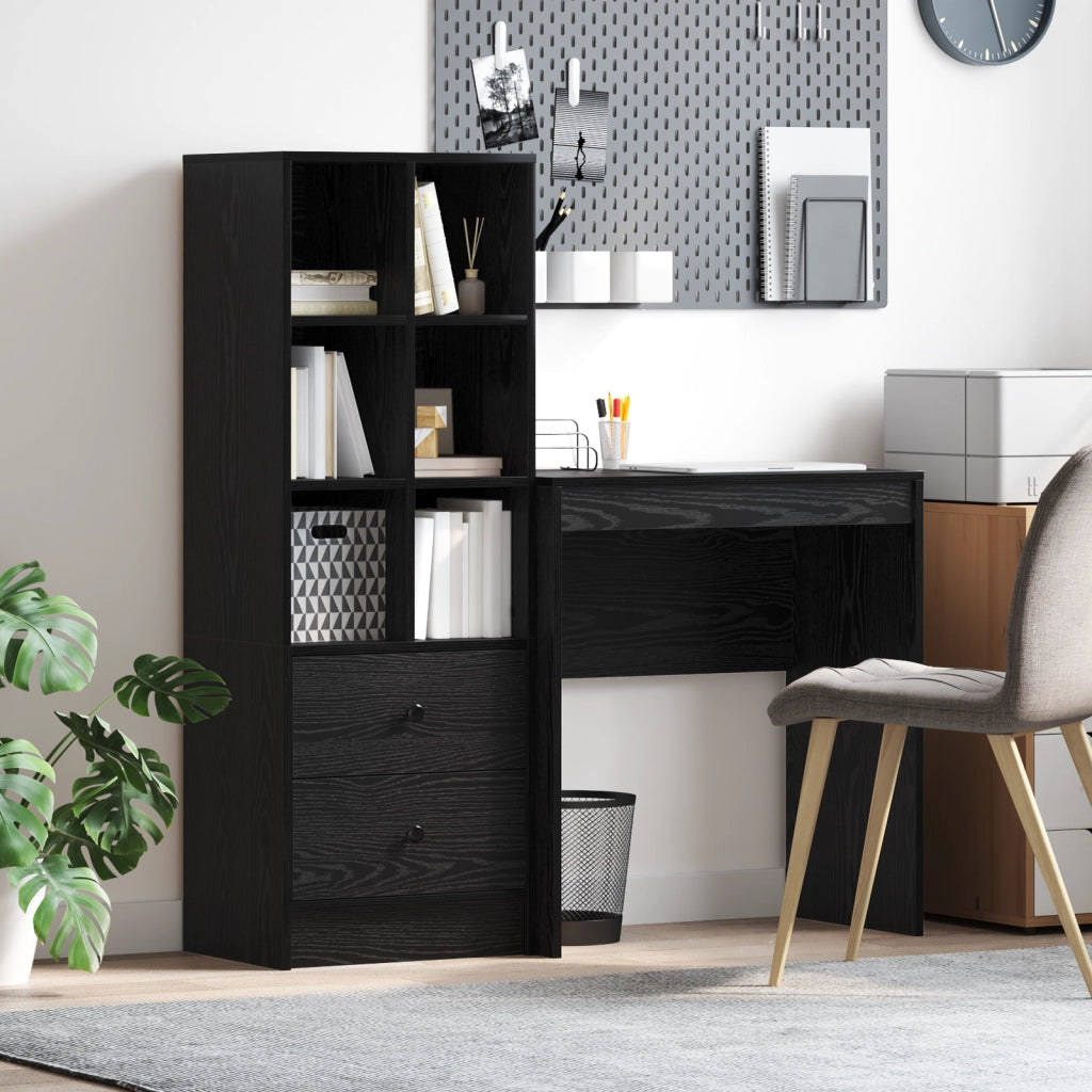 Scrivania  con Storage Rovere Nero Legno ingegnerizzato