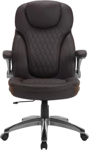 Sedia Ergonomica da Ufficio con Supporto Lombare, Poltrona Ufficio con Funzione Basculante e Braccioli Regolabili, Altezza Regolabile, PU, Nero