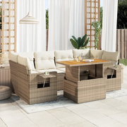 Set Divani da Giardino 7 pz con Cuscini Beige in Polyrattan 3327117