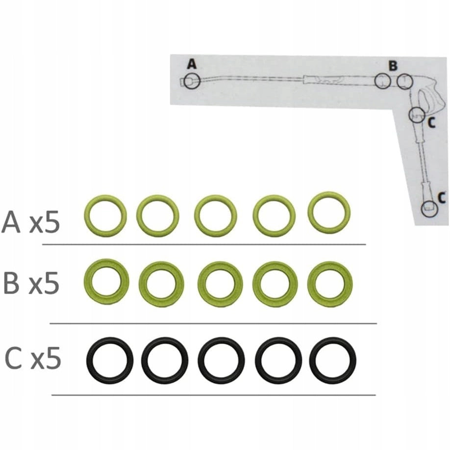 Set di Guarnizioni di Ricambio compatibile con Idropulitrice Kärcher Easy!Lock – 15 Pezzi, Alta Qualità