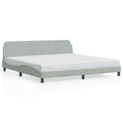 Letto matrimoniale | Letto per adulti | Giroletto Dover Grigio Chiaro 200x200 cm Velluto