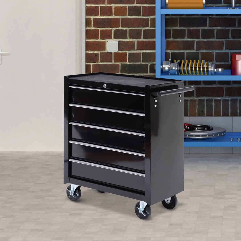 Cassettiera mobile con 5 cassetti ¨C zephmum ¨C nero, acciaio, 60x40x138