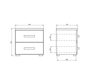Roncello, Comodino 2 Cassetti, 44.5x33.5x43h cm Bianco Larice