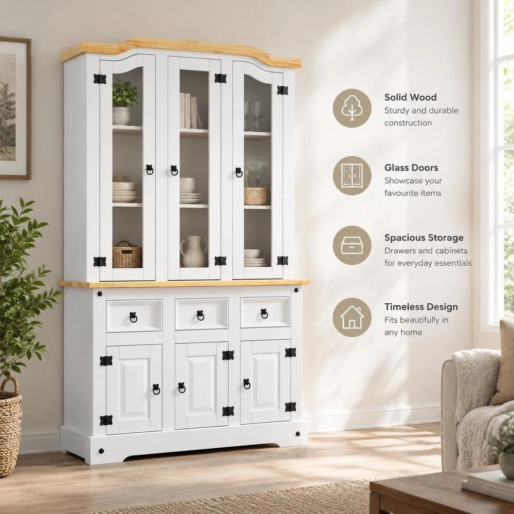 Highboard Corona 112x43x196 Cm Solid Mexican Pine