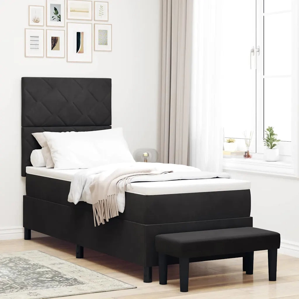 Letto a molle con materasso Nero 80 x 200 cm Velluto 3344542