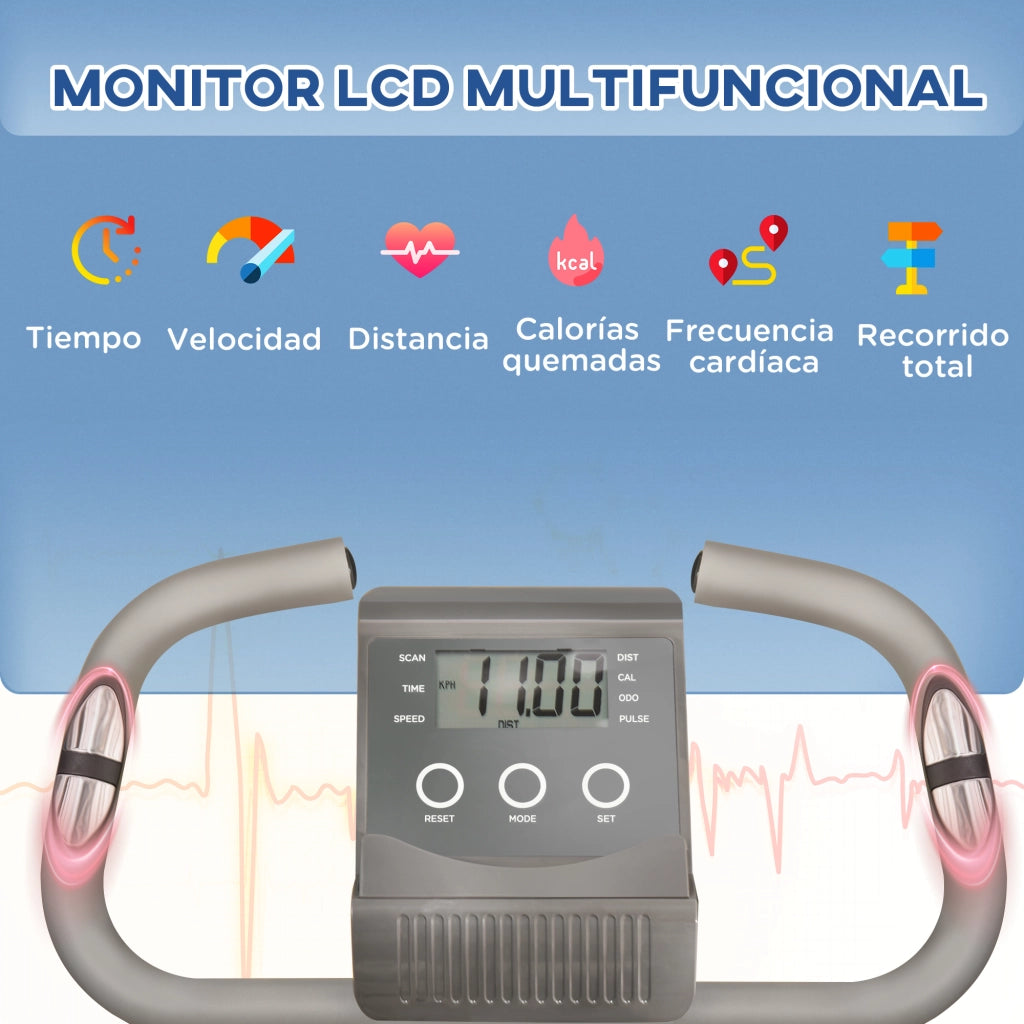 Bicicletta Statica Pieghevole con Schermo LCD ¨C Zephmum ¨C Grigio 105x48x118 cm