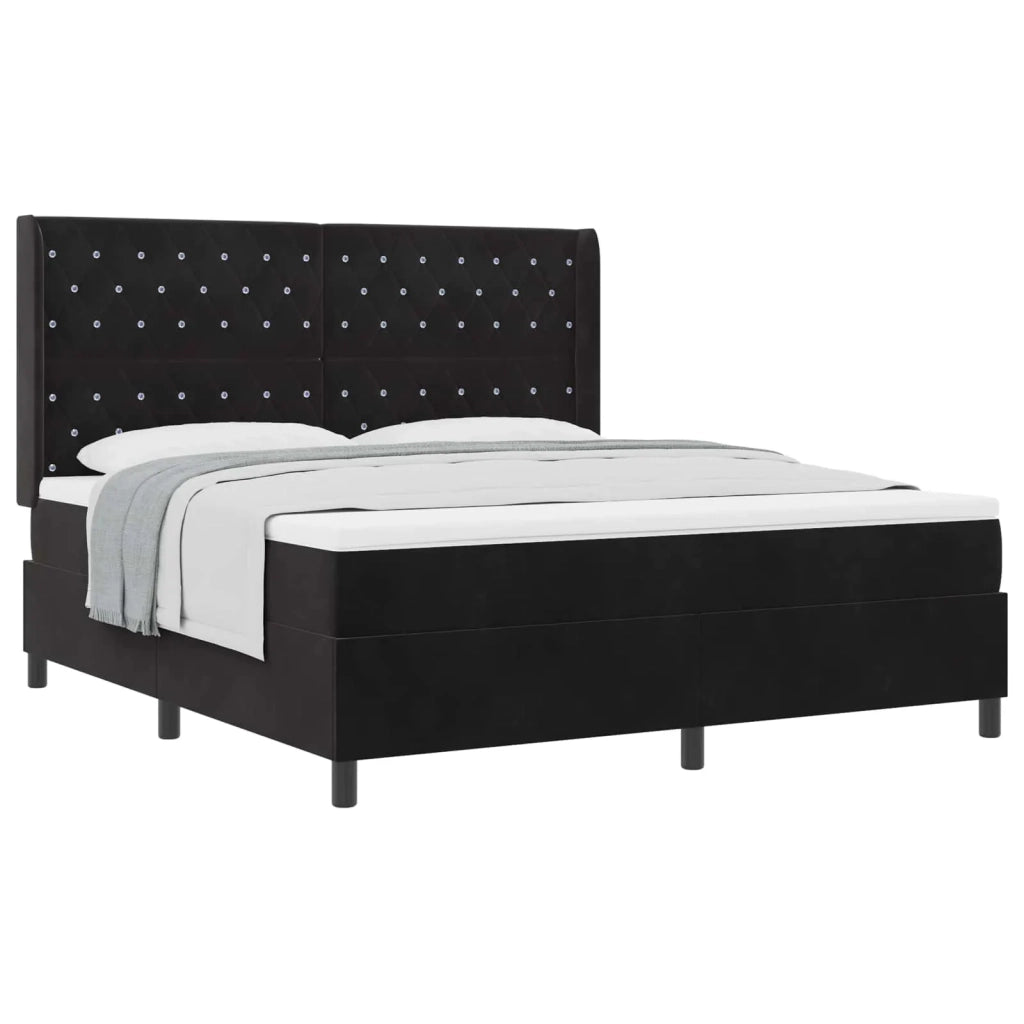 Letto a molle con materasso Nero 180 x 200 cm Velluto 3341968