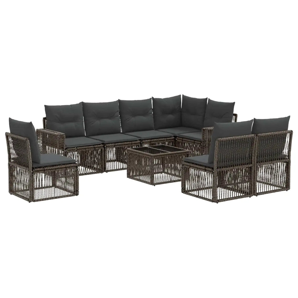 Set Divano da Giardino 9 pcs Grigio e Grigio Scuro polyrattan 3435143