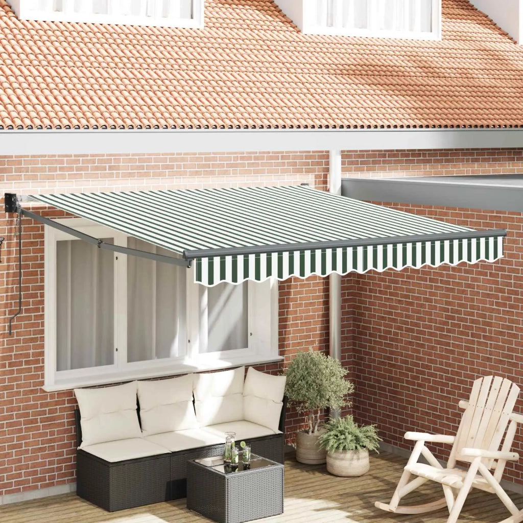 Tenda Retrattile Verde e Bianco 350 x 250 cm 3330476