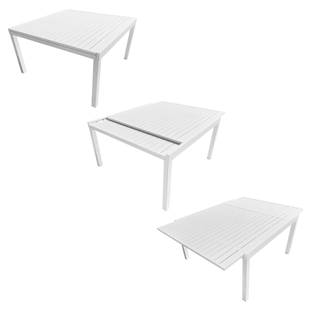 VENEZIASet di mobili da giardino estensibili in textilene grigio 140/200 - alluminio bianco