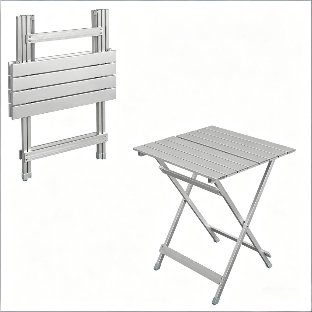 Tavolo da campeggio pieghevole in alluminio 50,5 x 46,5 x 60 cm, portatile e con piedini antiscivolo