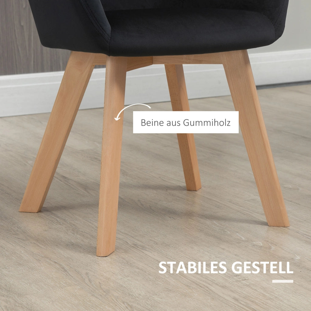 SEDIA da pranzo Set da 2 nero 54x57x80 cm in poliestere e legno