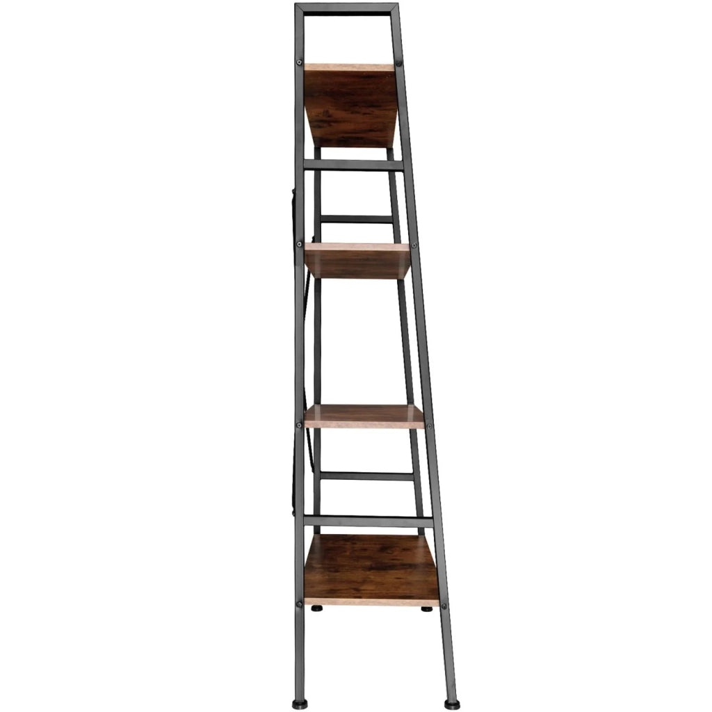 Libreria grande in stile industriale/vintage con 4 ripiani 139 cm marrone 08_0000280
