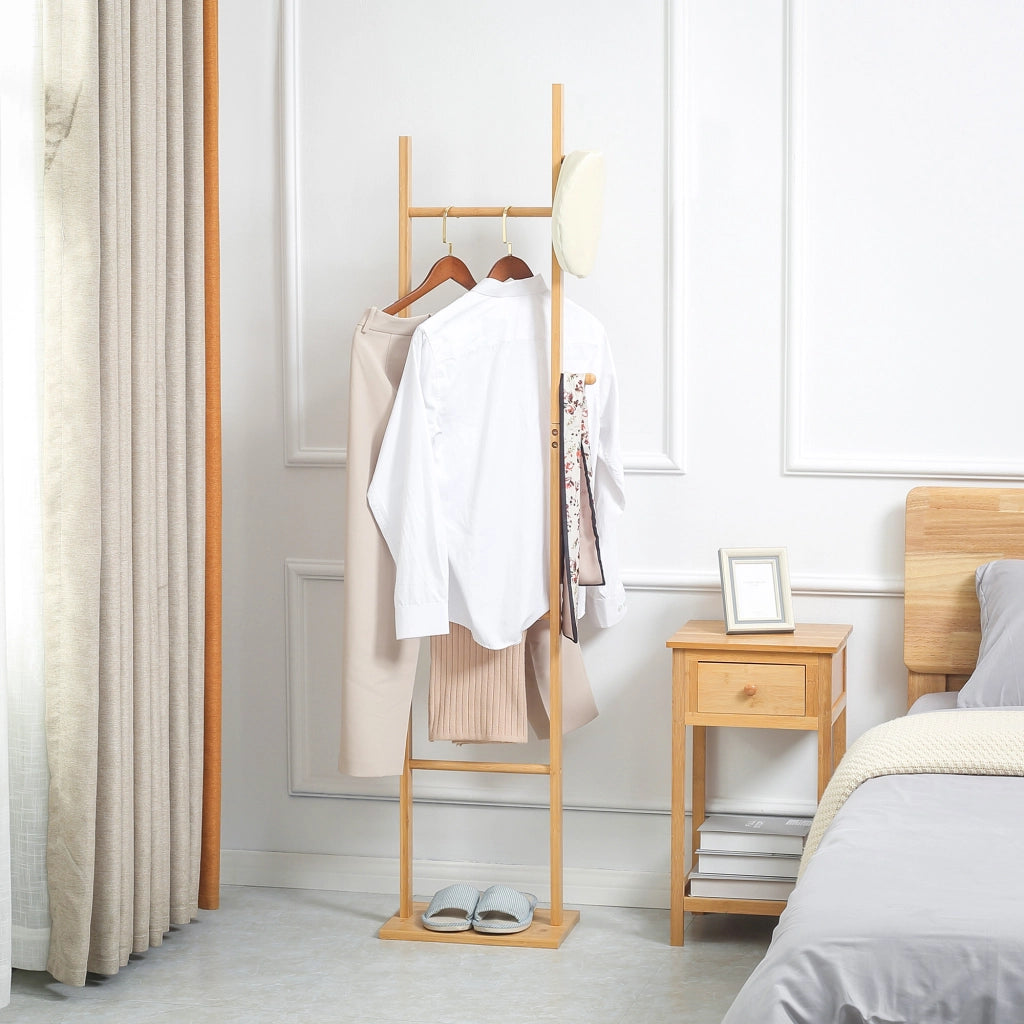 Appendiabiti da Terra in Bamb¨´ ¨C Xylo ¨C Naturale con Ganci e Barre 36x24x168 cm