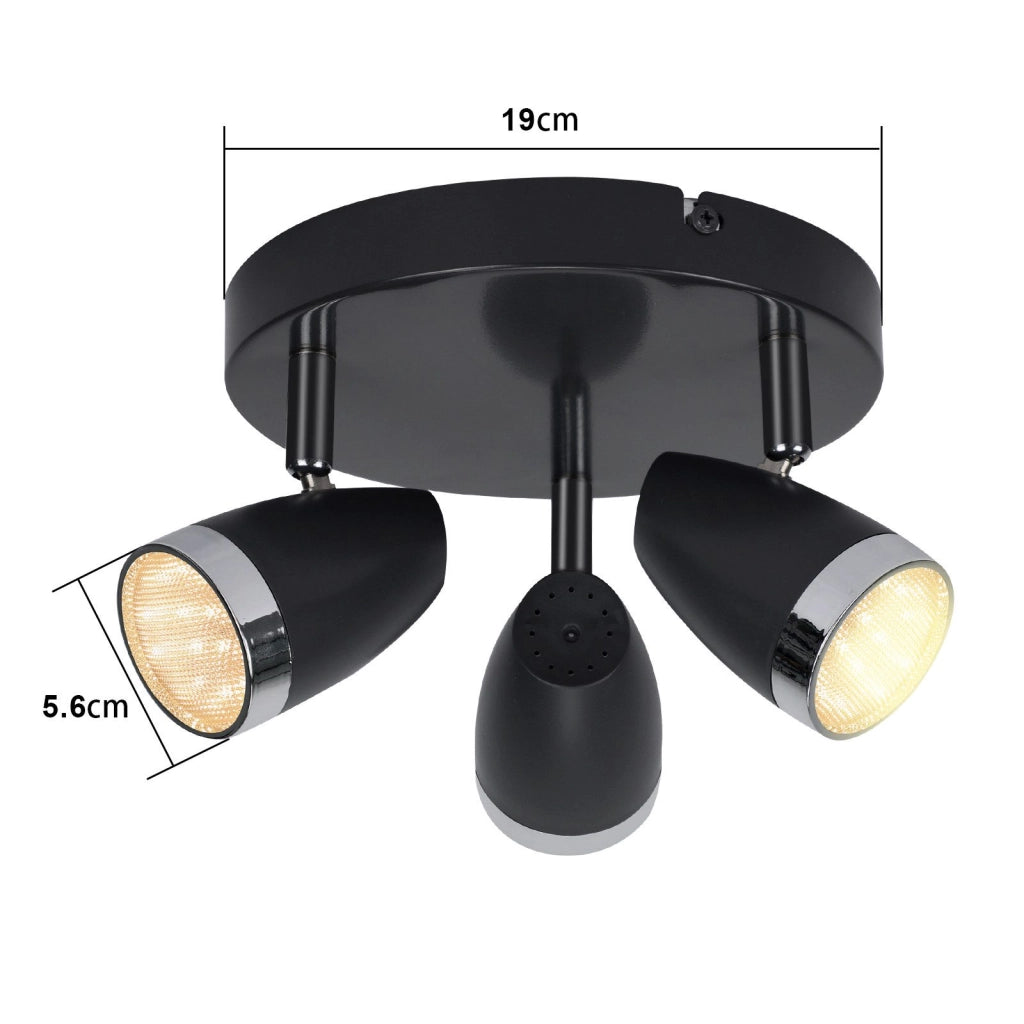 ZMH Faretto da soffitto a 3 luci da 12W orientabile a 350° Lampada da soffitto Soggiorno