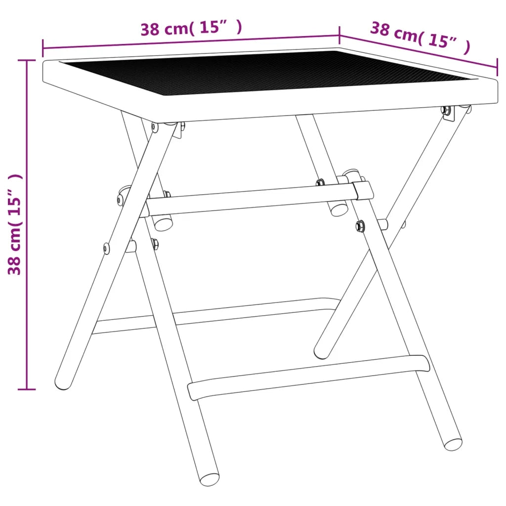 Tavolo da Giardino Pieghevole Antracite 38x38x38cm Rete Acciaio 362766