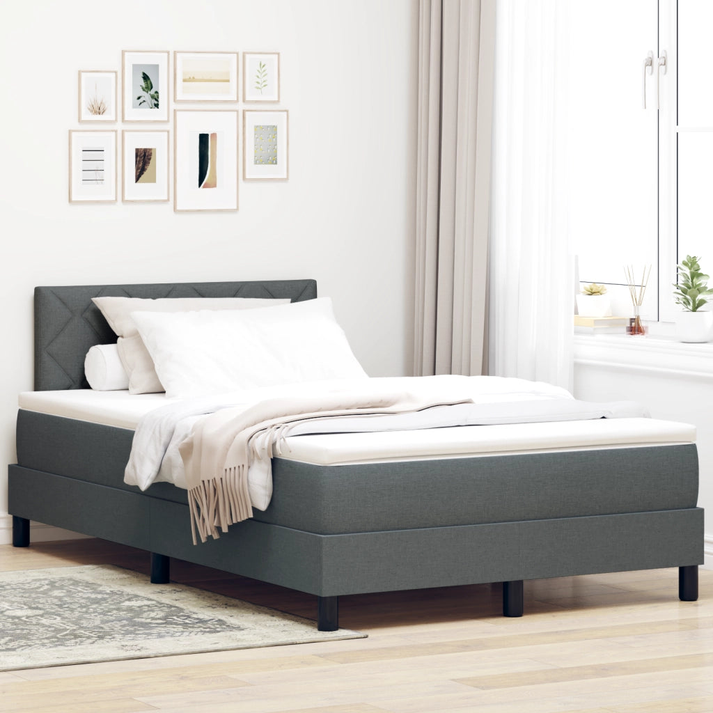 Letto con rete a molle con materasso grigio scuro 120x190 cm in tessuto