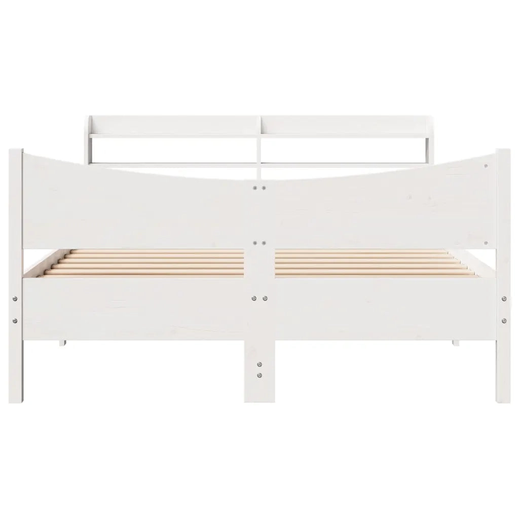 Giroletto con Testiera Bianco 150x200 cm Legno Massello di Pino 3307042