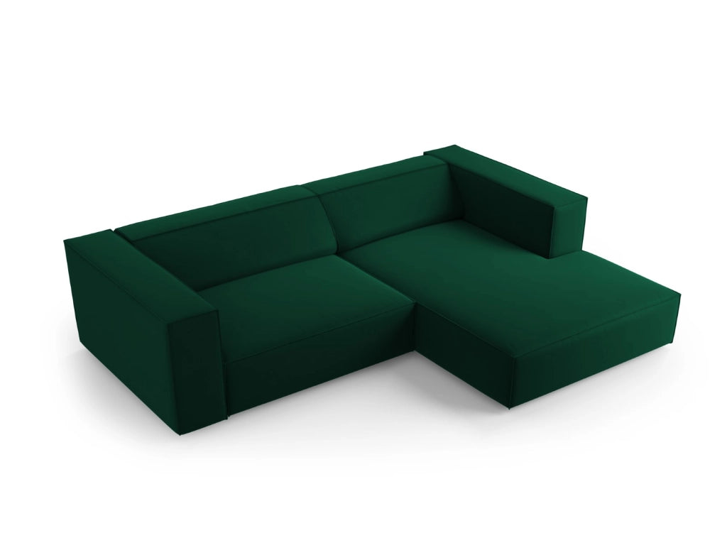 Cosmopolitan Design - Divano angolare destro "Arendal" 3 posti in velluto verde bottiglia 