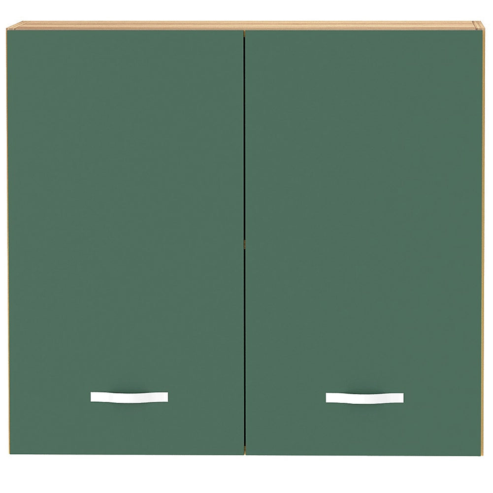 Pensile da Cucina Scolapiatti Sistema Raccogli Gocce Mobile Colore Verde e Legno