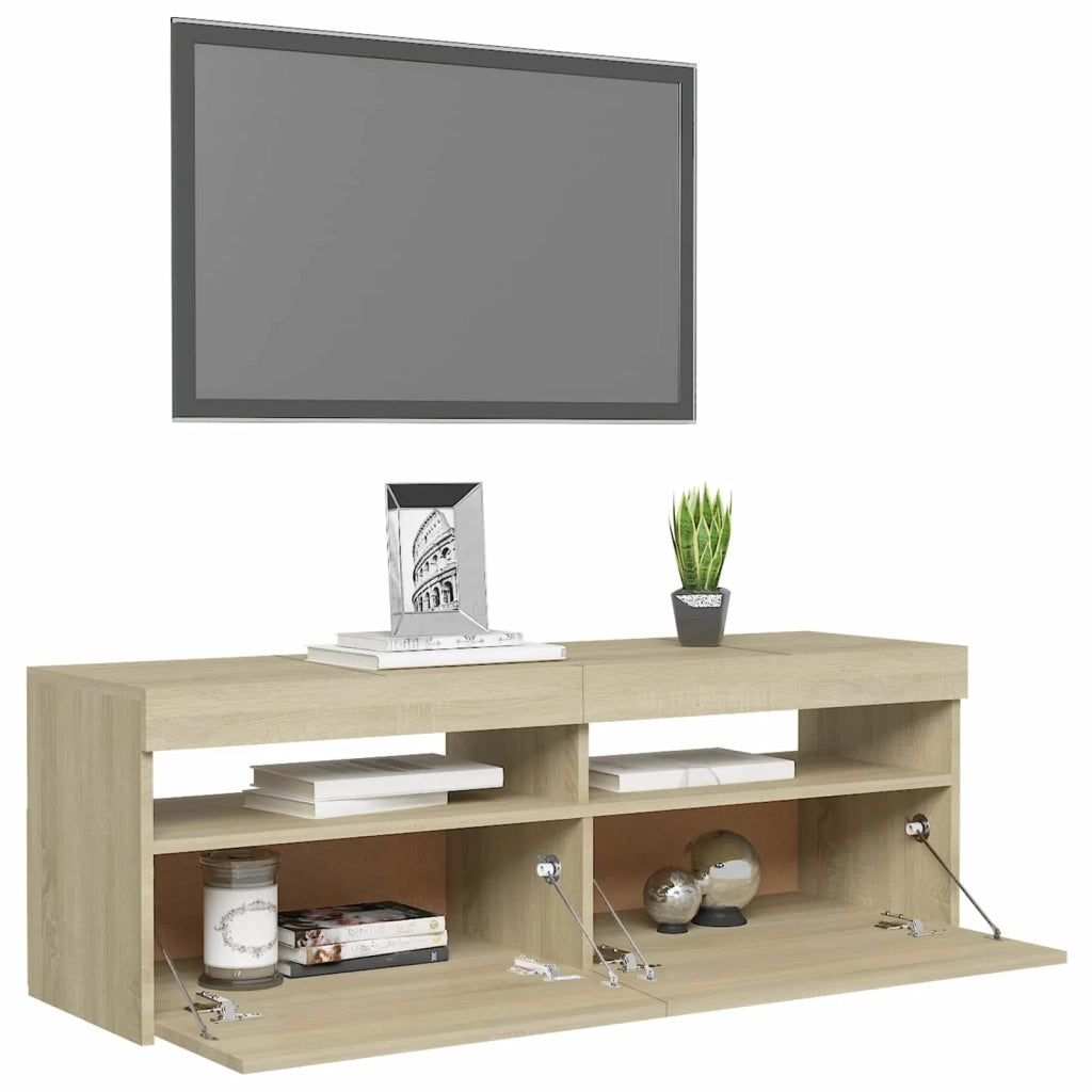 Mobile Porta TV con Luci LED Rovere Sonoma 120x35x40 cm 804376