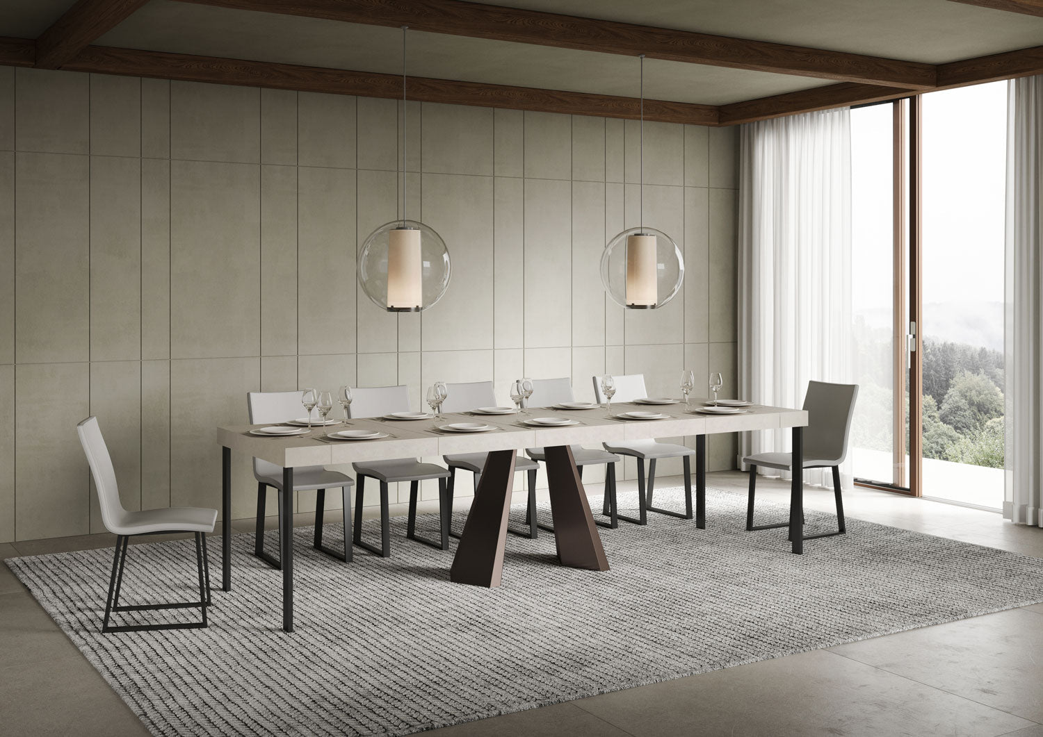 Consolle Allungabile 90-300x40x77 cm Diamante Premium Cashmere Telaio Orso