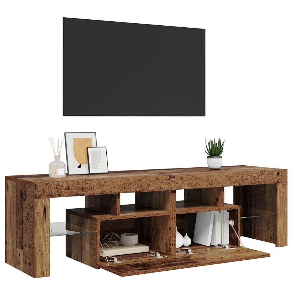 Mobile Porta TV con LED Legno Antico 140x36,5x40 cm Multistrato