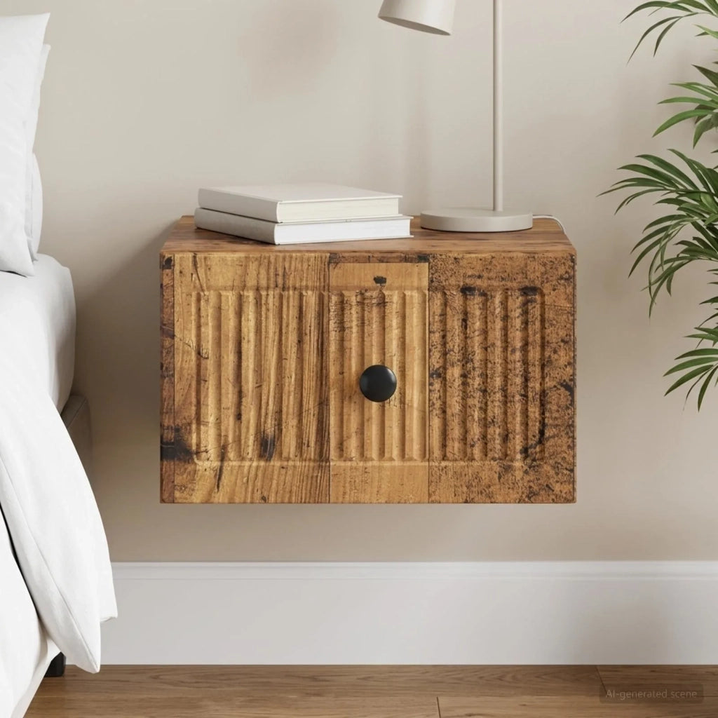 Mobiletto da notte a muro Legno antico 33 x 34,5 x 20 cm 897931