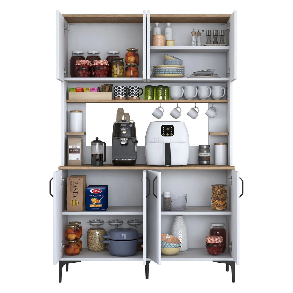 Madia Ceccano, Credenza 7 Ripiani, 120x40x184h cm Bianco