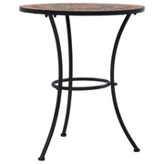 Tavolino da Bistrot-Tavolino da soggiorno-Tavolo con Mosaico Arancio/Grigio 60cm in Ceramica