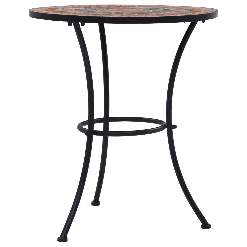 Tavolino da Bistrot-Tavolino da soggiorno-Tavolo con Mosaico Arancio/Grigio 60cm in Ceramica