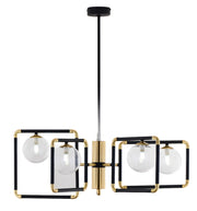 Lampadario moderno nero oro sfere vetro 5xG9 Jupiter