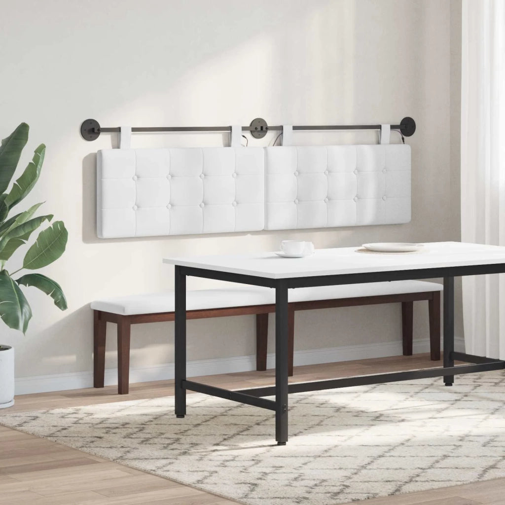 Testiera sospesa Con luce LED Bianco Tessuto
