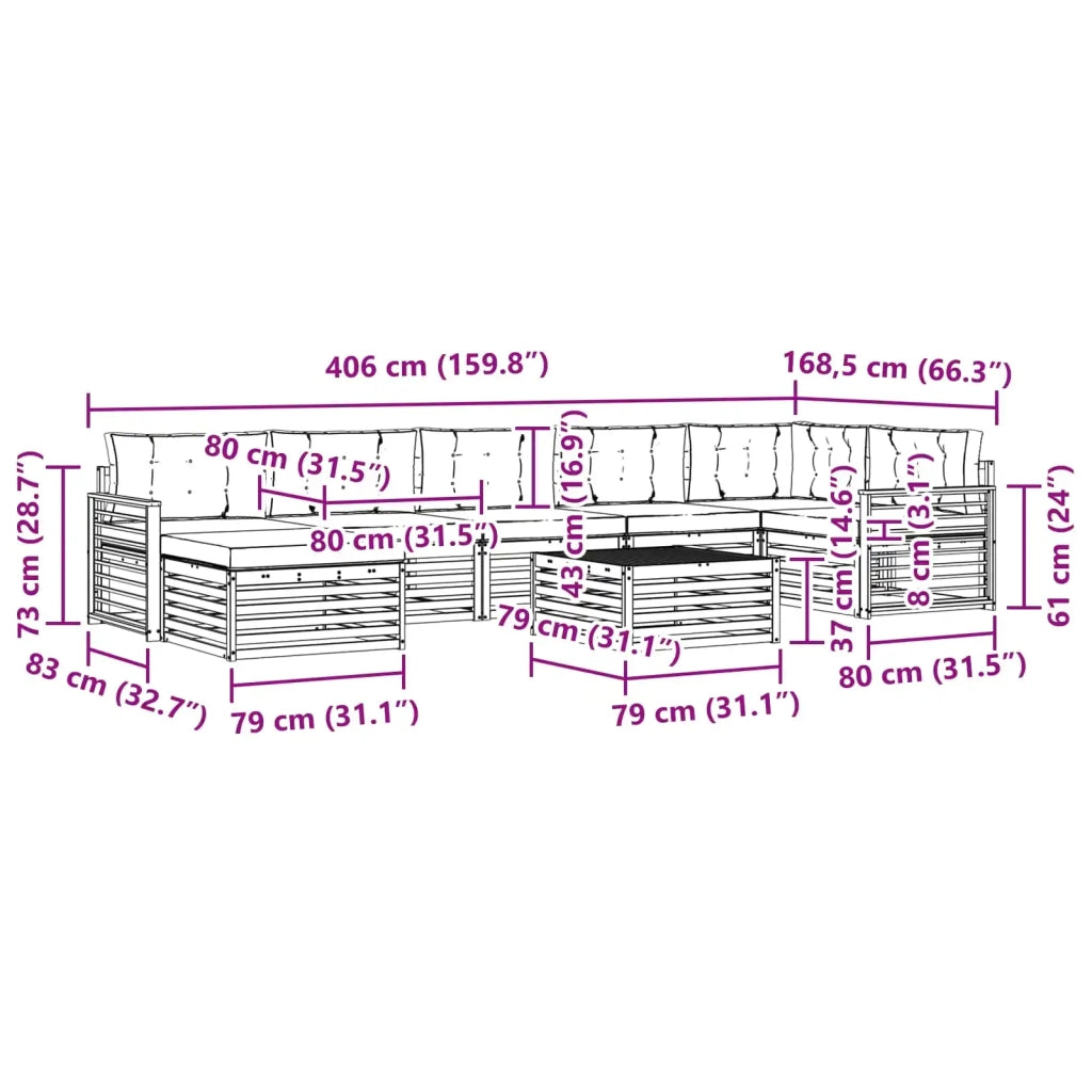 Set di divani da esterno con cuscino 8 pcs Bianco e Antracite 3390897