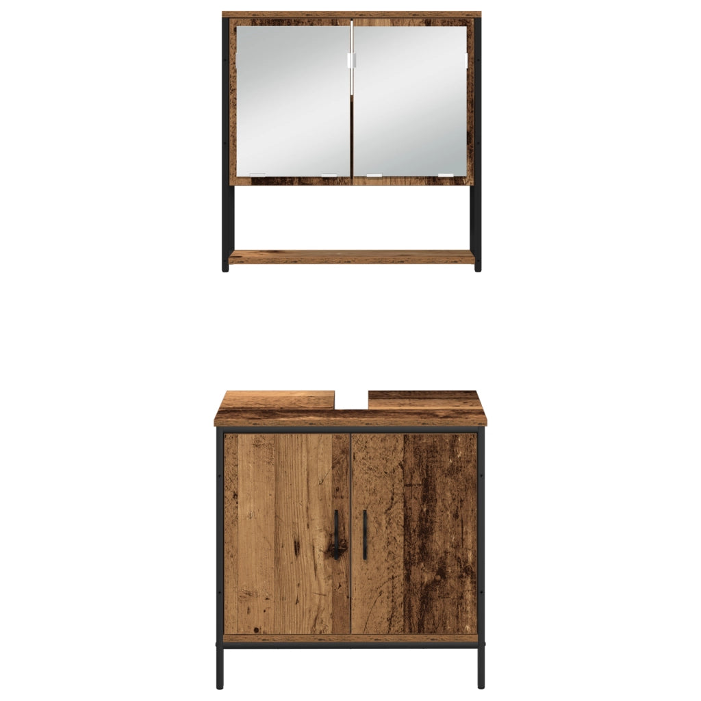 Set di Mobili da Bagno a 4 Pezzi in Legno Invecchiato