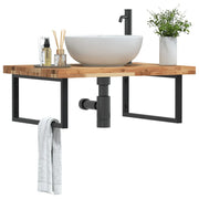 vidaXL Ripiano a Parete per Lavabo in Acciaio e Massello di Acacia